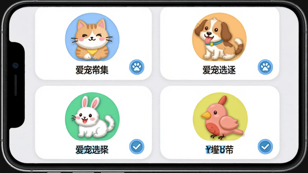 �����APP�������ѡ����棬����Ϊ�ֻ���Ļչʾè���������ֳ���ͼ��ѡ�����Ϊ���������������У��Ű����룬���Ϊ��ͨ��ƽ����ƣ�ϸ����ÿ��ͼ���������Ʊ�ǩ��ѡ��״̬�����ʸ��壬����ɾ����޶���Ԫ��