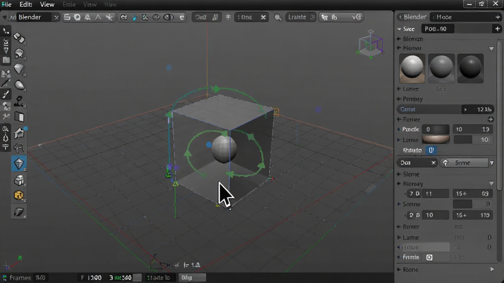 Blender��ά��ģ����������չʾ������Ϊ��ά�����Ӵ�����๤�������н�ģͼ�꣬�Ҳ����������ʾ����������������������˵��������ļ����༭����ͼѡ��ײ�״̬����ʾ֡���붥���������岼�ֽ��գ���ɫ���ⱳ��������ɾ��޶���Ԫ�أ��������������дʵ���Ű�ֱ�ۣ�ϸ�ڰ������رʹ������ת������ģ�ͣ��޶�������ˮӡ��