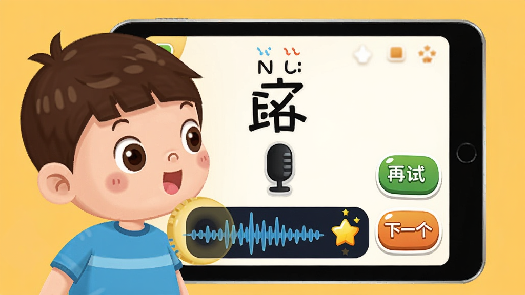 ����ʶ��ѧ���������������ܽ��棬������һ����ͨС�к�����ƽ�������˷�ͼ���ʶ����֣���Ļ�Ϸ���ʾƴ�����������ţ��·��в���ͼ��ʾ�����ɼ�״̬�������Ա�����������ͼ�꣬�����Ҳ�������һ�ΰ�ť����һ����ť������Ϊů��ɫ������������ÿɰ������������ɾ����޶���Ԫ��