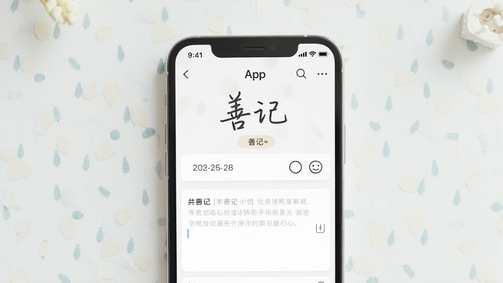 ����Ϊһ�������ֻ�����Ļ��ʾ�Ƽ�App�ıʼǱ༭���棬ǳɫ���������־��У��Ű��࣬����������գ�ϸ�ڰ�����д�������