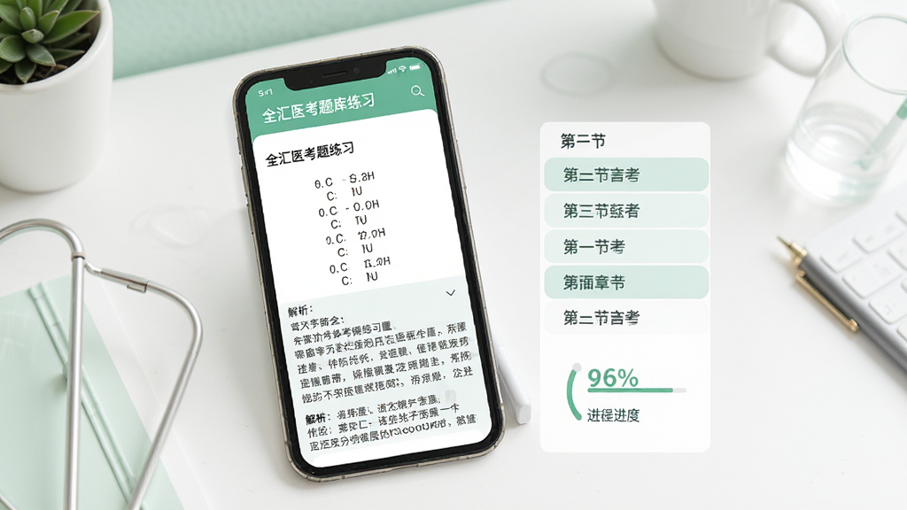 ȫ��ҽ�������ϰҳ�棬����չʾ�ֻ���Ļ��һ��ҽѧѡ���⼰��ϸ�������֣��Ա����½��б��ͽ��Ȱٷֱȣ�����Ϊ��ɫ�뵭��ɫ��������������������������ϸ�����������ʸɾ����޶���Ԫ��
