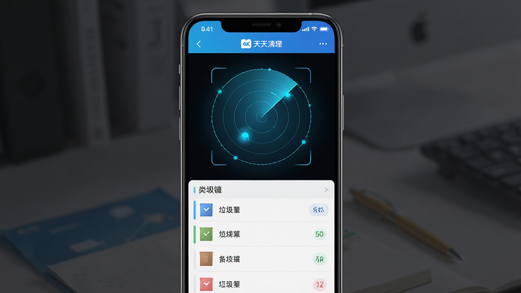 ��������һ��ɨ�蹦��չʾͼ������Ϊ�ֻ���Ļ��ʾɨ���״ﶯ������������ļ������б�������Ϊ���½ṹ�Ϸ��״��·��б����Ű����룬���Ϊ�ִ���ԼUI���ϸ�ڰ������������������ֱ�ʶ��ɨ���Ч������4K���壬�ɾ��޶���Ԫ��
