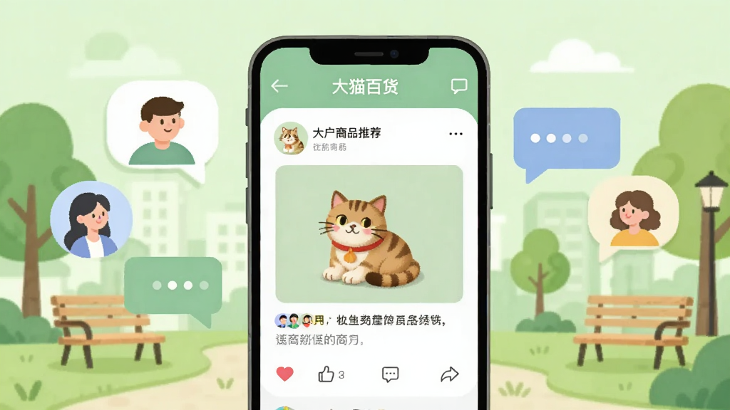 һ��չʾ��è�ٻ���������Ȧ����ҳ����ֻ��廭����������Ϊ�����ֻ�����Ļ����ʾ�û���������Ʒ�Ƽ�����������ƷͼƬ���������������޺�����ͼ�꣬�ֻ������г��������ͷ�����ݺͶԻ����ݣ�����Ϊǳ��ɫ������԰�����������������Ѻã����ֶԳƣ����ʸɾ����޶���Ԫ�ء�