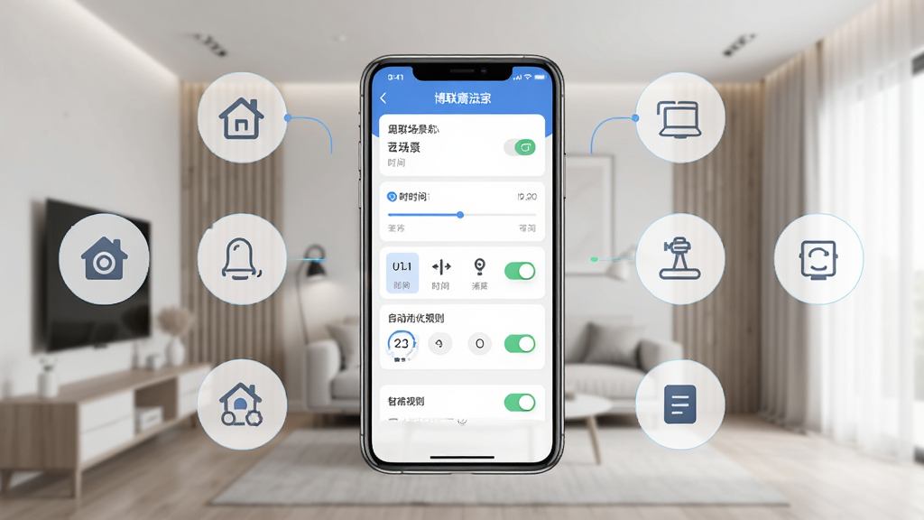 һ��չʾ����ħ����App���ܳ������ý����ͼƬ�������������ֻ���Ļ��ʾ�����б����Զ����������ã������Ǽ�Լ�����ܼҾӷ��䲼�֣�����Ϊ�ֻ����С�����ͼ�껷�ƣ����Ϊ�ִ��Ƽ��磬ϸ�ڰ����������ơ�ʱ���ᡢ�豸ͼ�ꡢ���ذ�ť�����ʸ��塢�ɾ����޶���Ԫ��