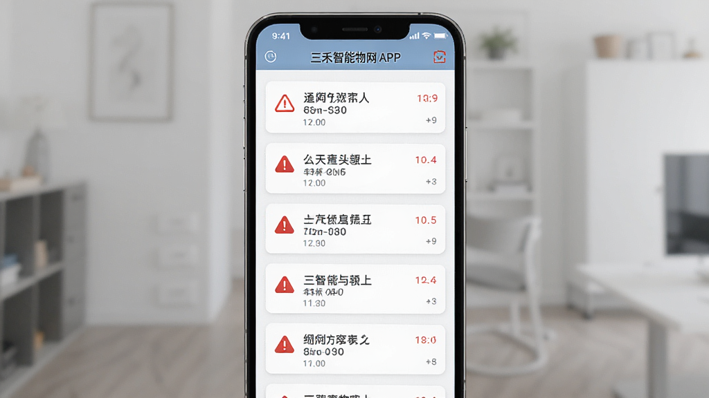 һ�������ֻ���Ļ��ʾ������������APP�ĸ澯֪ͨ�б����棬��������Ϊ�ֻ�������Ϊ�������Ű�Ϊ��Ϣ��Ƭʽ�б������Ϊ���дʵUI���ϸ����ÿ���澯���к�ɫ��ʾͼ���ʱ��������ʸ��壬�ɾ��޶���Ԫ��