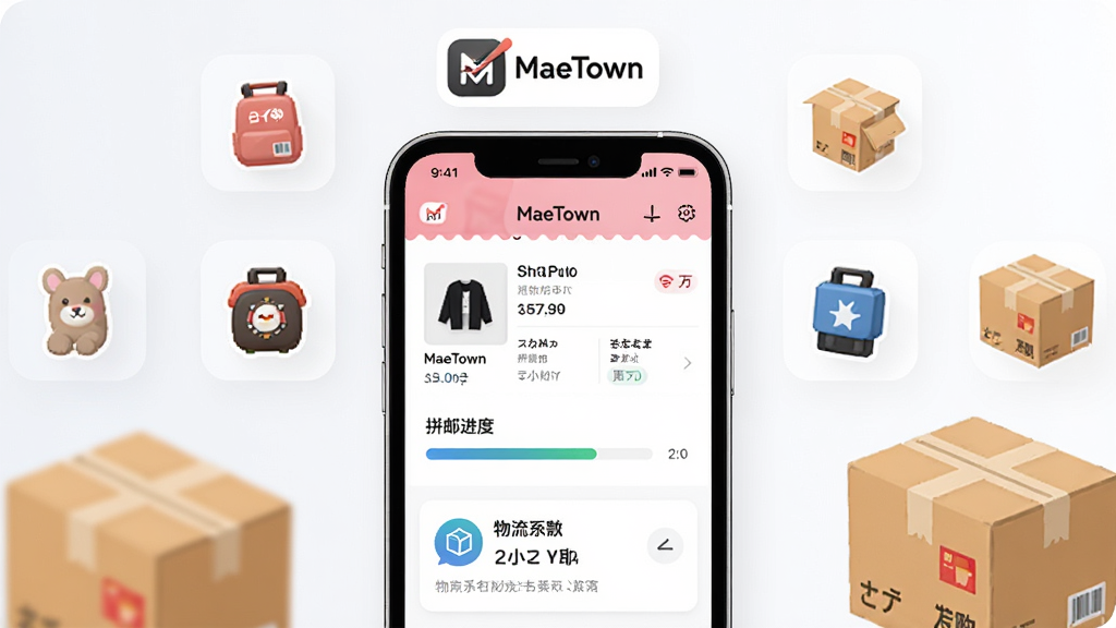 MaeTown��һ������ƴ�ʴ����������ߣ�����Ϊһ�������ֻ���Ļ��ʾMaeTownӦ�ý��棬�����а�����Ʒ�б���ƴ�ʽ��������������ٿ�Ƭ������Ϊ�ֻ����з��ã���Χ�����ձ���ƷСͼ����������Ԫ�أ��Ű�������½ṹ�Ϸ�Ϊ����logo�·�Ϊ����չʾ�����Ϊ��ƽ���ִ��Ƽ��磬ϸ������Ļ�����������ɼ���MaeTown�����������ʸ���ɾ��޶���Ԫ��