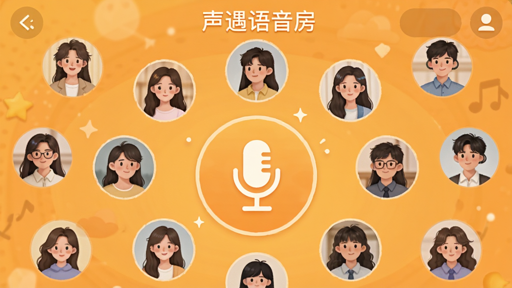����APP������������ͼ��񣬻������ж���û�ͷ���Ƴ�Բ�Σ��м�����˷�ͼ�꣬��������ů�ĳȻ�ɫ������Ļ�Ϸ���ʾ