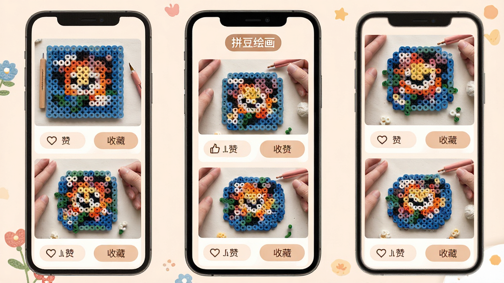 ƴ���滭����ҳ��չʾ���ֻ���Ļ�г����ٲ���ʽ��ƴ����Ʒ��Ƭ��ÿ����Ʒ�·��е������ղذ�ť�������С�ƴ���滭��������ǩ��������ɫ��ͣ������ܰ�������������������룬�޶���װ��Ԫ��