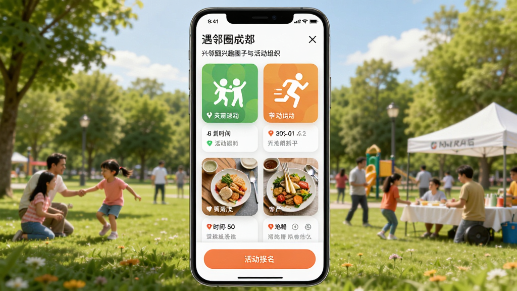 ����Ȧ��ȤȦ������֯���棬�ֻ���Ļ��ʾ���Ȧ�ӿ�Ƭ�ͻ������ť��Ȧ�ӷ��������ӡ��˶�����ʳ��ͼ�꣬������������԰�ͻ������������������ϸ�ڰ����ʱ��ص��ǩ�����ʸ��壬�ɾ��޶���Ԫ��