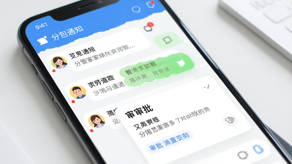 �����Ƿְ��ܼ�������Ϣ֪ͨ���棬����Ϊ�ֻ���Ļչʾ�����б���������Ƭ���Ű���գ�������������ϸ�ڰ���δ����㡢��ɫͷ��֪ͨͼ�꣬���ʸ��壬�ɾ����޶���Ԫ��