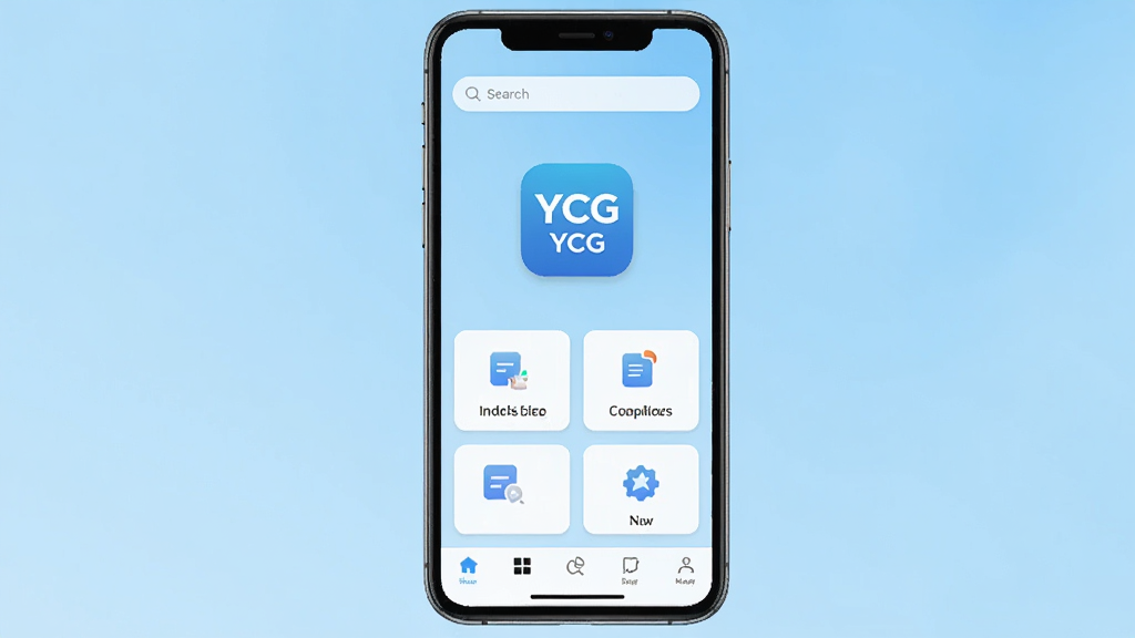 一张展示YCG软件主界面的手机屏幕截图,画面中央是YCG应用图标和名称
