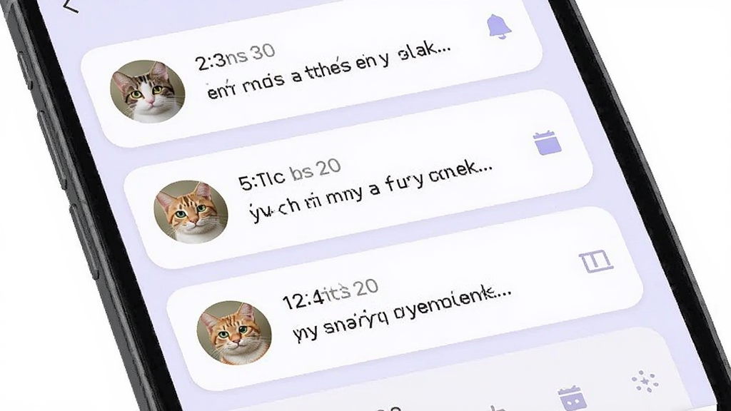�ֻ���Ļ��ʾè�ﹷ�﷭��������ʷ��¼�б���ÿ����¼����ʱ�䡢����ͷ��ͷ������֣������ǵ���ɫ������Ϊ��ֱ�б������Ϊ��ԼUI��ƣ�ϸ�ڰ�����ƬԲ�ǡ��ָ��ߡ�ͼ�꣬�����������ɾ����޶���Ԫ��