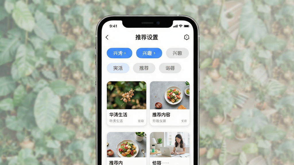 һ�Ÿ��Ի��Ƽ�����ʾ��ͼ����������Ϊһ���ֻ�����Ļ��չʾ���������Ӧ�õ��Ƽ�����ҳ�棬ҳ���а��������Ȥ��ǩ��ť���Ƽ�����Ԥ����Ƭ������Ϊ�Ϸ���ǩ�ơ��·���Ƭ�б��Ľṹ�����Ϊ�ִ���Լ�ı�ƽ����ƣ���ɫ�԰�ɫ����������ɫѡ�б�ǩ��ǳ��ɫδѡ�б�ǩΪ����ϸ����Բ�Ǳ�ǩ�������Ӱ�����ʸ���ɾ����޶���Ԫ��