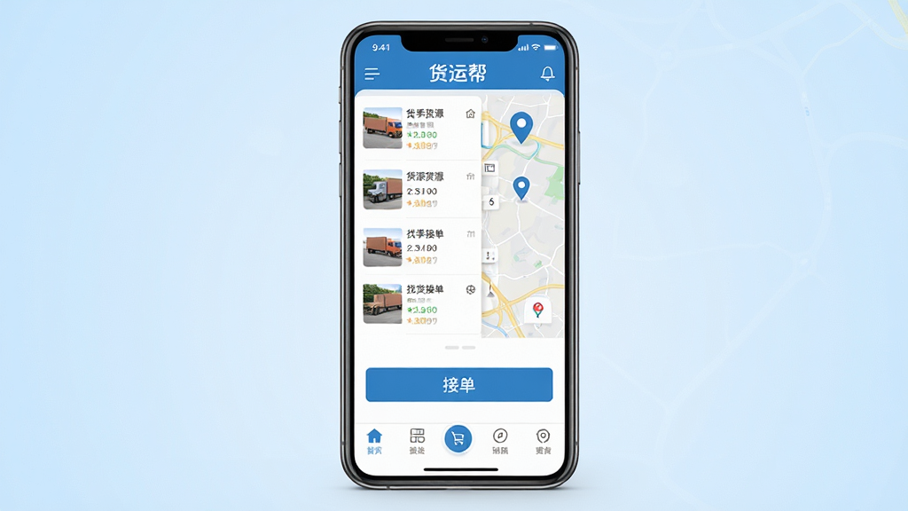 ���˰�����������ȫòչʾ������������һ�������ֻ�����Ļ��ʾ���˰�APP��ҳ���Ϸ��л�Դ�б��͵�ͼ��λͼ�꣬�·��нӵ���ť�͵������������Ǹɾ���ǳ��ɫ���䣬���Ϊдʵ�Ƽ��磬ϸ��������ʾ���֡����˰�͡��һ��ӵ��������ʸ��壬�ɾ��޶���Ԫ��