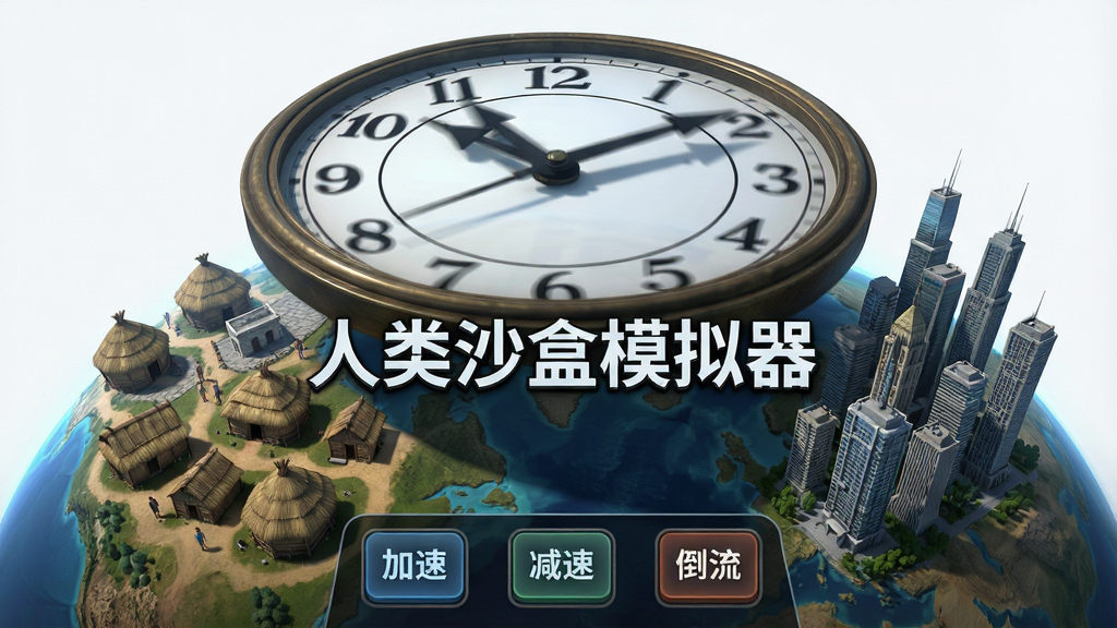 һ��չʾ����ɳ��ģ�����ϵ��ӽ���ʱ��ٿع��ܵĻ��棬������һ���޴��ʱ�ӱ��������������Ϸ���ʱ�ӵ�ָ�����ڿ�����ת�������������ཨ����é�����𽥱�ɸ�¥���ã������·��м��١����١�������ʱ����ư�ť�����������С�����ɳ��ģ�����������֣�������Ϊ�ƻ�����ý�ϣ����־��У�ϸ�ھ��£����ʸ��壬�ɾ��޶���Ԫ��