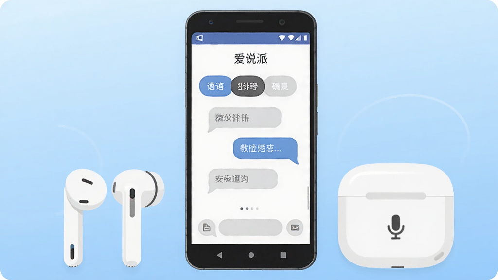 ��������չʾһ����׿�ֻ����ֻ���Ļ��ʾ��˵��App�����棬������������ѡ��ť�ͷ���Ի����ݣ��ֻ��Ա߷���һ����ɫ���߷������������Ϊǳ��ɫ���䣬���ּ����У����Ϊ�ִ��Ƽ��б�ƽ�廭��ϸ�ڰ����������ֺ���˷�ͼ�꣬���������ɾ����޶���Ԫ��