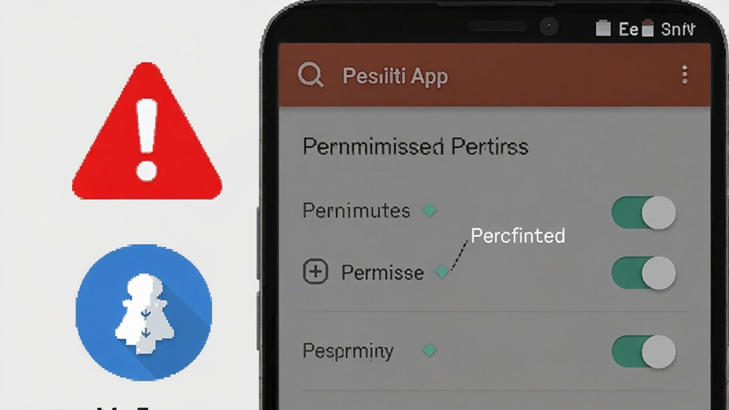 ����չʾһ����׿�ֻ���Ļ��ʾ��˵��App��Ȩ������ҳ�棬�Ա��к�ɫ����ͼ�����ɫ��ʾͼ�꣬����Ϊǳ��ɫ�����Ϊ�̳�ʾ��ͼ��ϸ�ڰ���Ȩ�޿��ذ�ť�����ֱ�ע�����������ɾ����޶���Ԫ��