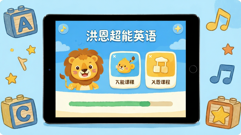 �������Ӣ��App������ȫòչʾ�������������һ̨ƽ����ԣ���Ļ��ʾ���������Ӣ��γ���ҳ��������ͨʨ�Ӽ�����γ̿�Ƭ�ͽ���������Χ������ĸ��ľ������������װ�Σ����ֲ��þ��й�ͼ���Ű��������򣬷��Ϊ�������õĶ�ͯ�����廭�磬ϸ�ڰ�����͵�������ɫ��Բ��ͼ����ֻ��ʸУ����ʸ���ɾ����޶���Ԫ�ء�