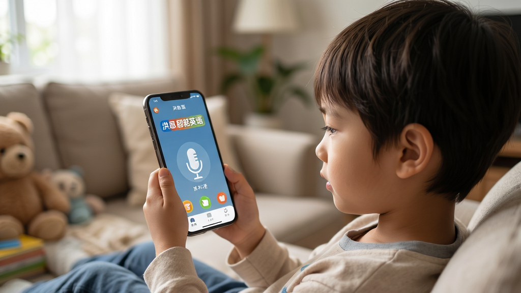 �������Ӣ���ƶ���ʹ�ó���ͼ������չʾһ�������ֳ��ֻ���ɳ����ʹ�ú������Ӣ��App����Ļ��ʾ�����������˷�ͼ�꣬����Ϊ���Ӻ��ֻ�������Ϊǰ�����Ӻ󾰿��������Ϊ��ܰ��ͥ������Ӱ�磬ϸ�ڰ�����Ȼ���ߺ�רע���飬���ʸ���ɾ����޶���Ԫ�ء�