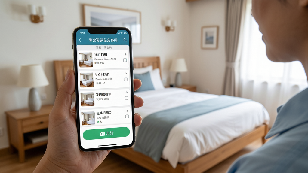 ����ܼұ�������Эͬ���棬����չʾһλ������Ա�ֳ��ֻ��鿴�����嵥���ֻ���Ļ��ʾ����ɨ�����б��������ϴ���ť�������������������������ң����ֲ���ǰ���ͼ�����Ϊдʵ������Ӱ��ϸ�����ֻ���Ļ����������������Ȼ�����ʸ��壬�ɾ����޶���Ԫ��