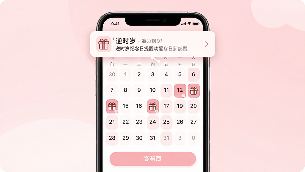 һ�š���ʱ�ꡱ���������ѹ��ܵĽ����ͼʾ��ͼ����������Ϊ�ֻ���Ļ����Ļ����ʾ���������ض����ڱ�������ǲ����������ͼ�꣬��Ļ�Ϸ��������Ѻ��������Ϊǳ��ɫ���䣬���ֶԳƣ����������£�ϸ�ڰ���ϸ���ͼ����ߺ�Բ�ǰ�ť�����ʸ��壬�ɾ����޶���Ԫ��