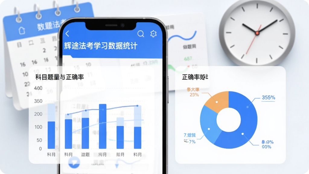 ��;����ѧϰ����ͳ��ҳ�棬�ֻ���Ļչʾ��״ͼ���ͼ���ֱ���ʾ����Ŀ����������ȷ�ʣ�������ɫΪ������䣬������������ʱ��Ԫ�أ�������ݿ��ӻ���ϸ�ھ�ȷ�����ʸɾ���������װ��