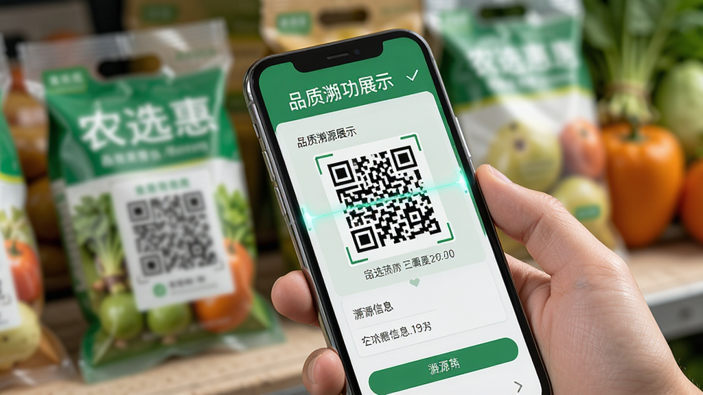 ũѡ��Ʒ����Դ����չʾ������Ϊ�ֻ�ɨ��ũ��Ʒ��װ�ϵĶ�ά�룬��Ļ������Դ��Ϣҳ�棬����Ϊ�ֳ��ֻ���д������Ϊģ����ũ��Ʒ��װ���Ű�ͻ���ֻ���Ļ���ݣ����Ϊ�Ƽ���дʵ�磬ϸ���϶�ά��������ҳ����Ϣ���������ʸ��壬����ɾ����޶���Ԫ��