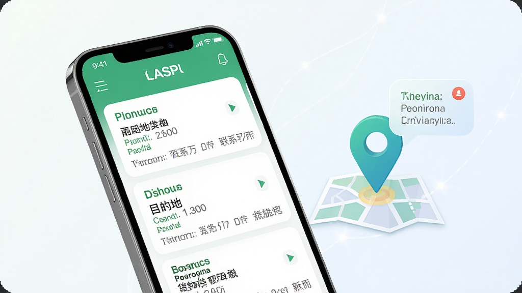 һ��չʾ��ͨ˾��APP��Դ���͹��ܵĳ���ͼ���������ֻ���Ļ��ʾ������Դ��Ϣ��Ƭ��ÿ����Ƭ��ע�����ء�Ŀ�ĵء��������ͺ���ϵ��ʽ���ֻ��Ա��е�ͼ��λͼ�������֪ͨ���ݣ������Ǽ���ǳɫ���䣬����ִ��Ƽ��У�ϸ�����������ʸɾ����޶���Ԫ��
