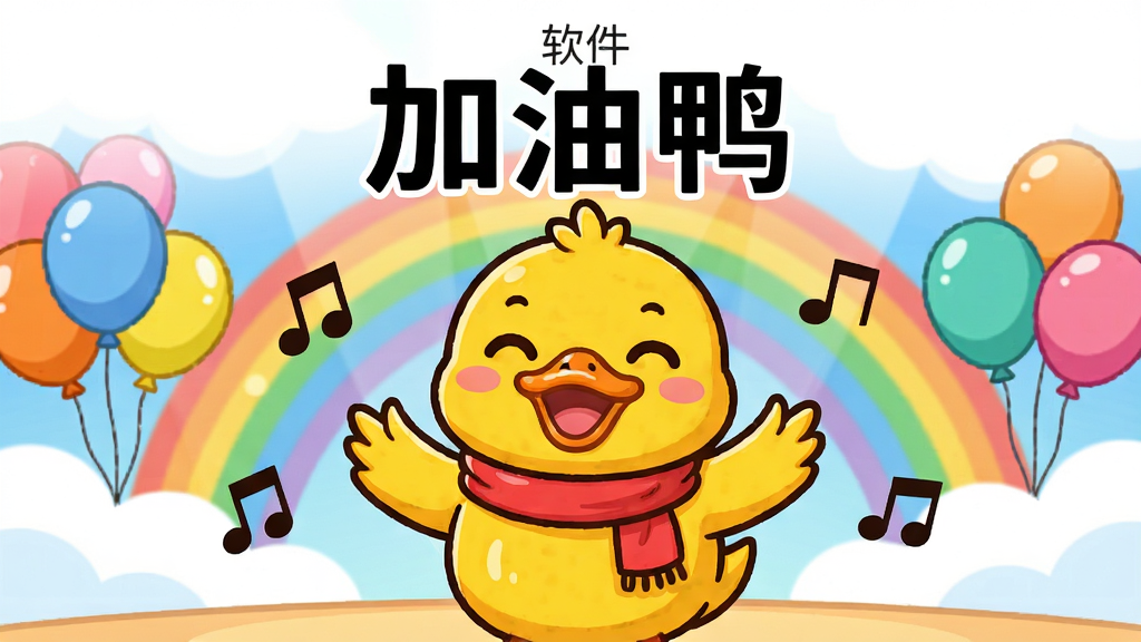 ������һֻ�ɰ��Ļ�ɫ��ͨѼ�ӣ����ź�ɫΧ����վ����̨���볪�裬��Χ�����������Ͳ�ɫ���򣻲���Ϊ���й�ͼ���Ϸ����׷��������������֣��Ű�������½ṹ���������Ϸ����У����ΪQ�濨ͨ���������ã�ϸ�ڰ���Ѽ�ӱ��鿪�ġ�����ſ��������вʺ���ƶ䣻���ʸ��壬ɫ�����ޣ��ɾ��޶���Ԫ�أ�ͼƬ������Ϊ������Ѽ����