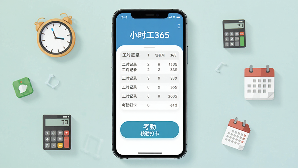 ����Ϊһ�������ֻ�����Ļ����ʾ�š�Сʱ��365��Ӧ�ý��棬���������ǹ�ʱ��¼����Ϳ��ڴ򿨰�ť�����ּ���������Ű�������½ṹ�����Ϊ�ִ���ƽ����ƣ�ϸ�����ֻ���Χɢ����ʱ�ӡ���������������Сͼ�꣬���ʸ��壬�ɾ����޶���Ԫ��