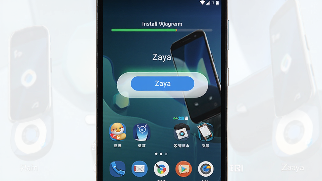 һ����׿�ֻ�չʾ Zaya ��װ��ɺ������ͼ�����״δ򿪽���Ĳ���ʾ��ͼ������Ϊ�����ֻ������ӽǣ���Ļ����ʾ��װ����������ɺ��Ӧ��ͼ�꣬���־��У����Ϊдʵ UI չʾͼ��ϸ����ͻ����װ��ť�����״̬�����������ɾ����޶���Ԫ��