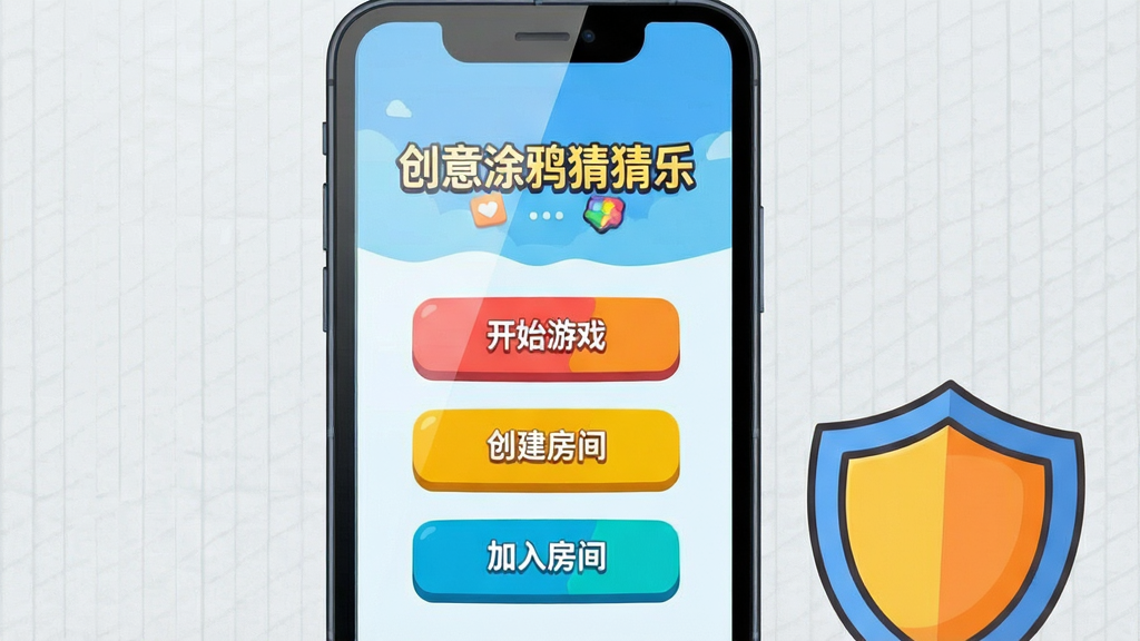 ��������Ϊһ�������ֻ���Ļ��д����Ļ����ʾ������Ϳѻ�²��֡�����Ϸ�����棬�������п�ʼ��Ϸ���������䡢���뷿��Ȱ�ť���ֻ��Ա߷�����һ����ͨ���Ķ���ͼ�꣬���ֲ����ֻ����С�����λ�����½ǵ��Ű淽ʽ�����Ϊ��ƽ����ȫ��ʾ�廭�磬ϸ�ڰ����ֻ���Ļ����΢����Ч������ťɫ������������Ϊǳ��ɫ��΢�����������������������ɾ����࣬�޶���װ��
