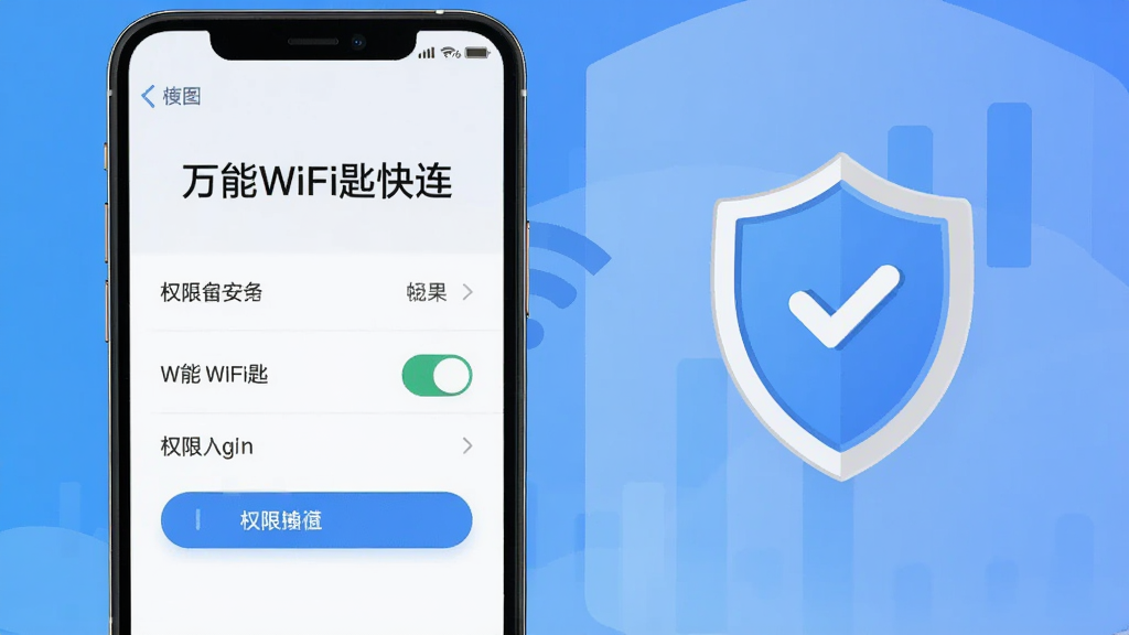 AI��ͼ������չʾһ���ֻ���Ļ��ʾ����WiFi�׿���������ҳ�棬�Ա��ж���ͼ�������ȫ��ʾ������Ϊ���ҷ��������Ϊ��ƽ����ȫ���⣬ϸ�ڰ���������WiFi�׿��������ֺ�Ȩ�޿��ذ�ť�������������ɾ����޶���Ԫ��