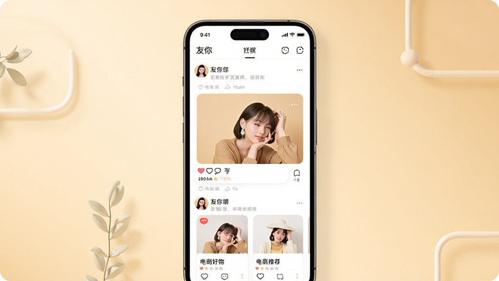 ��������������չʾͼ�������������ֻ���Ļ����Ļ����ʾ����APP���罻��̬�ٲ�������̺����Ƽ���Ƭ������Ϊ��͵�ůɫ�������ֲ��þ��жԳƹ�ͼ������Լ�ִ���ϸ�ڰ���Բ��ͼ���������������Ű棬���ʸ���ɾ����޶���Ԫ��