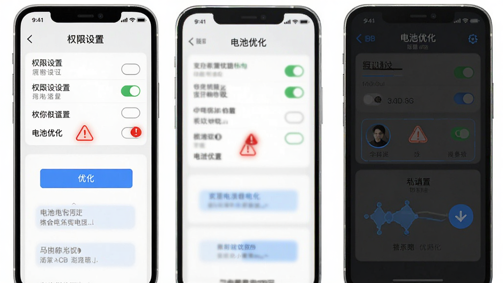����APPʹ�ü���ʾ��ͼ������չʾ�ֻ���Ļ��Ȩ�����������Ż����棬���к�ɫ��ʾ�������ɫ�Ż���ť������Ϊ�����б���ʽ������ƽ���Ƽ��У�ϸ�ڰ��������Ŀ���״̬ͼ�������ֱ�ע�����ʸɾ����壬�޶���Ԫ��