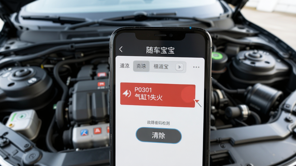 �泵����������������棬�ֻ���ʾ��P0301 ����1ʧ�𡱹����룬�Ա��������ť������Ϊ�����������գ������Ƽ��У���������