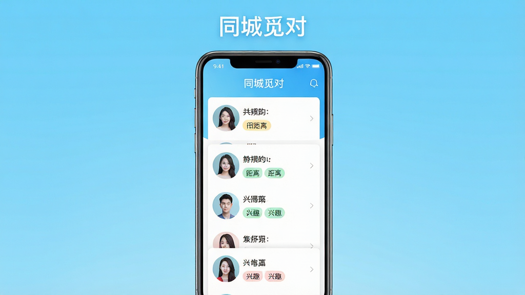 ͬ���ٶ�����������չʾͼ����������Ϊ�ֻ���Ļ����Ļ����ʾͬ���ٶ�APP���Ƽ������б��������û�ͷ���ǳơ������ǩ����Ȥ��ǩ������Ϊ������ǳ��ɫ���䣬��Ļ�Ϸ��С�ͬ���ٶԡ����ֱ�ʶ�������������ִ������ּ�࣬�Ű���У�ϸ�����������ʸɾ��޶���Ԫ��