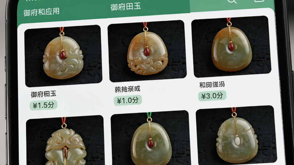 һ�������ֻ���Ļ��д����Ļ��չʾ������������Ӧ���ڶ��ź�����Ҽ��ĸ���ͼƬ�����沼��Ϊ�����������У�ÿ��ͼƬ�·�������Ʒ������۸��ǩ���Ű����룬���дʵ��Ӱ��ϸ��ͻ���������������֬�����뾫ϸ�񹤣����ʳ��壬����ɾ����޶���Ԫ�ء�