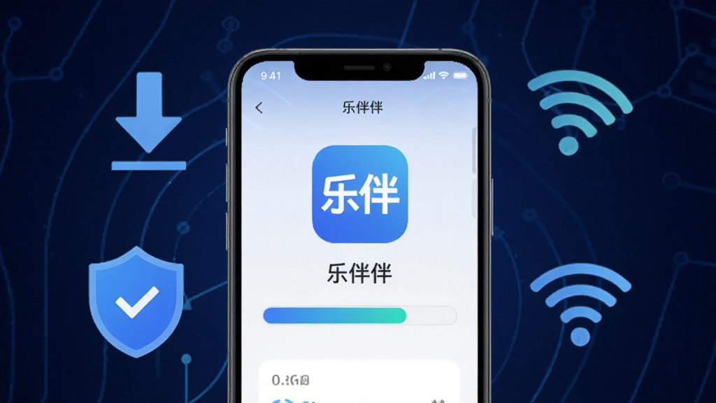 ����չʾһ���ֻ��������ء��ְ�顱APP�Ľ��Ƚ��棬�ֻ���Χ�����ؼ�ͷ�����ư�ȫ��ʶ��WiFi�ź�ͼ�꣬����Ϊ����ɫ�Ƽ����䣬������ִ������ʸɾ����޶���Ԫ��