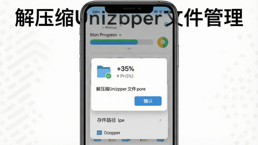 һ��չʾ��ѹ��Unizpper�ļ��������ֲ��������AI��ͼ������Ϊ�ֻ���Ļ����ʾ��ѹ��������洢·��ѡ�񵯴�������Ϊ���½ṹ���Ϸ�Ϊ���������·�Ϊ·��ѡ��Ű����������Ϊ��ƽ���̷̳磬ϸ�ڰ����ļ���ͼ�ꡢ���Ȱٷֱȡ�ȷ�ϰ�ť�ȣ����ʸ��壬����ɾ����޶���Ԫ�أ�ͼƬ������Ϊ����ѹ��Unizpper�ļ�������