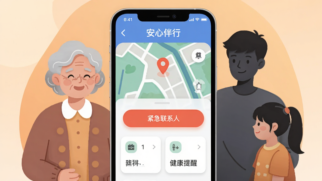 �����������һ�������ֻ�����Ļ��ʾ���İ���APP�������棬�����а�����ͼ��λ��������ϵ�˰�ť�ͽ������ѿ�Ƭ���ֻ���Χ������һλ΢Ц����������廭��һλ������Ů�ļ�Ӱ������Ϊ��ů��ǳ��ɫ���䣬���ֲ��þ��жԳ�ʽ��ͼ�����Ϊ��ƽ���Ƽ��廭��ϸ�ڰ�����͵���Ӱ��Բ��ͼ��ͼ������ֱ�ǩ�����İ��С��������������ɾ��޶���Ԫ��