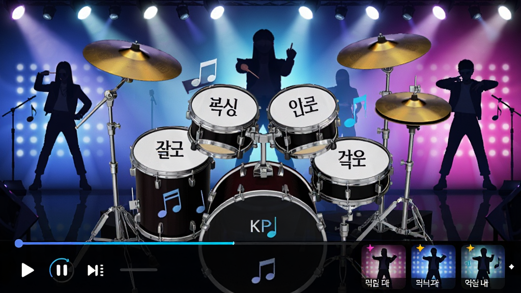 KPOP Drum ��һ������ֽ�����Ӧ�ã������������һ��������ӹģ�������к��ĺ��������ţ��������Ųʵ���̨�ƹ��K-popż���Ӱ�������·��в��ſ���������Ŀ�б��������񶯸�ʱ�У�ɫ�����ޣ������������ɾ��޶���Ԫ�ء�