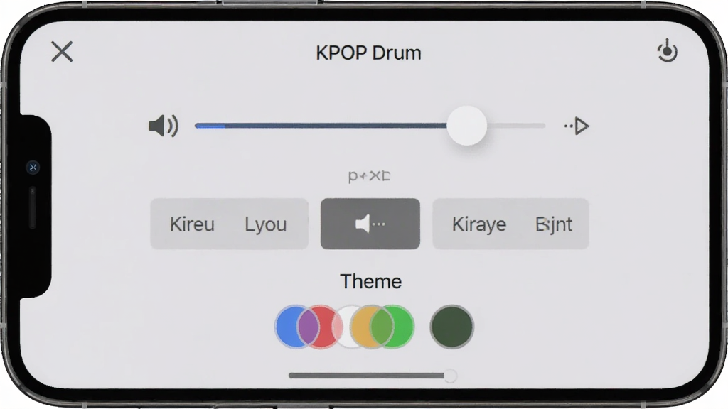 KPOP Drum ���ý��棬�ֻ���Ļ��ʾ���ֵ���ѡ������������顢��������ѡ��������ɫ�л���������ֱ�ۣ�����Ϊǳ��ɫ�������������ɾ��޶���Ԫ�ء�