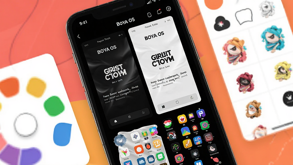 һ��չʾ Boya OS ���涨�ƹ��ܵĳ���ͼ��������һ���ֻ���Ļ��ʾ�Ŷ�������Ԥ����������ɫģʽ��ǳɫģʽ�Ͳ�ɫͼ�������Χ�е�ɫ���ͼ����״ѡ������ã�ϸ�����������ʸɾ����޶���Ԫ��