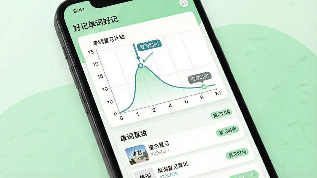 һ��չʾ���ʺüǼ����㷨�����ͼƬ����������Ϊ�ֻ���Ļ����Ļ����ʾ��������ͼ���뵥�ʸ�ϰ�ƻ��б���ͼ�����б�ע�ؼ���ϰ�ڵ㣬����Ϊ��ɫ��ǳ��ɫ���䣬����Ϊ���½ṹ�����Ϊ���ݿ��ӻ���ƽ�磬ϸ�ڰ������������ᡢ���ʿ�Ƭ����ͼ����ϰʱ���ǩ�����������ɾ����޶���Ԫ�أ�ͼƬ�����ְ���