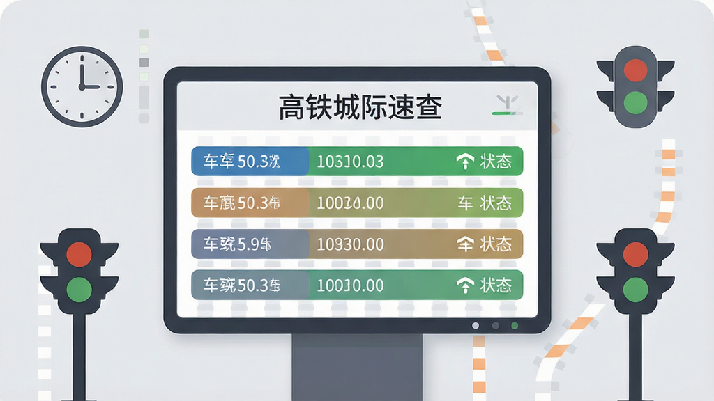 一张以列车运行状态为主题的示意图,画面中央为一块信息显示屏样式的面板,面板上显示