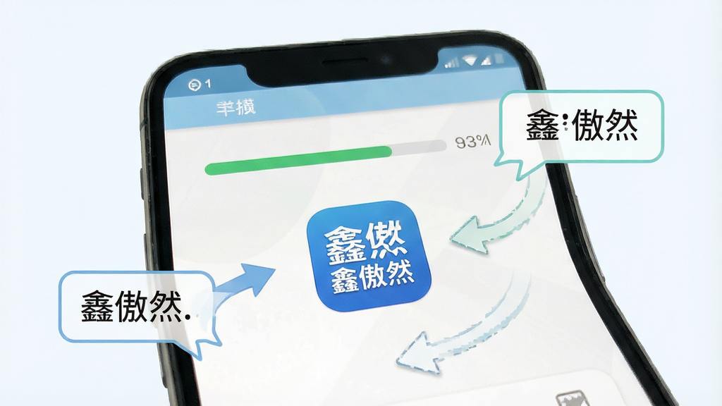 一张展示安卓手机安装“鑫傲然”应用的步骤示意图,画面为手机屏幕特写,显示安装进度条和“鑫傲然”应用图标,周围有箭头和提示气泡,风格简洁明了,配色清爽,布局清晰,细节准确,画质干净,无多余元素