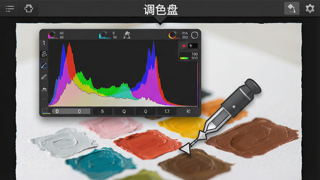 һ��չʾ��ɫ������ֱ��ͼ��ɫ�����ܹ��ߵ�ͼƬ��������һ����Ƭ�Ϸ�������RGBֱ��ͼ���ߣ��Ա�������ͼ��ָ�����е�ɫ�飬