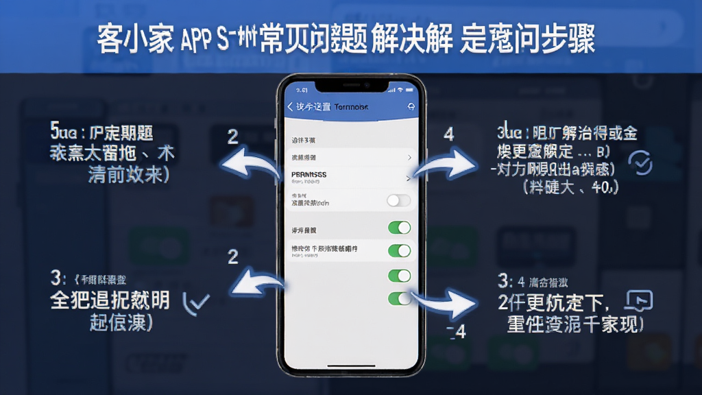 一张展示小说客App常见问题解决步骤的图片,画面中手机屏幕显示设置菜单和权限开关,布局分步展示,风格清晰直观,细节包括箭头指示和文字说明,画质干净,无多余元素