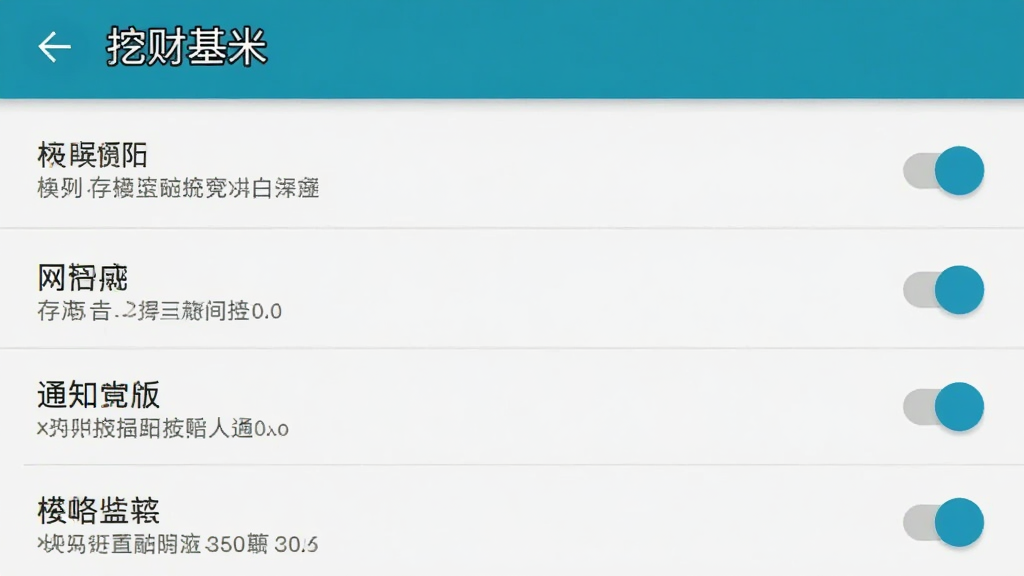 一张手机应用权限设置界面图片,画面展示安卓手机设置中挖财基米权限管理页面,布局为权限列表纵向排列,风格为系统设置原生风格,细节包含存储、网络、通知等权限开关,画质清晰干净无多余元素